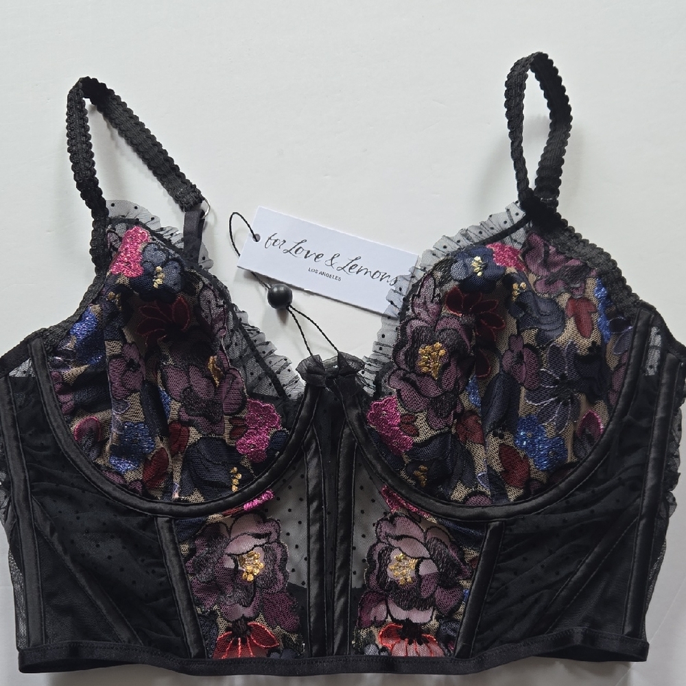 For Love And Lemons Multicolor Floral Lace Bralette